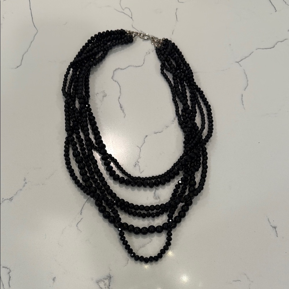 LOFT black multi-strand layered necklace